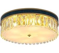 Small Crystal Chandelier Semi Flush Mount plafonnier Black Plafond Lampal Compatible avec Le Couloir Clait Salle de Bain Claign-Black-Black 40x15cm, Foyers