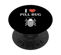 Small Cute Insect Woodlice Minimalist Simple i Love Pill Bug PopSockets PopGrip Adhésif