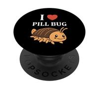Small Cute Insect Woodlice Minimalist Simple i Love Pill Bug PopSockets PopGrip Adhésif