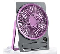 Small Desk Fan - Rechargeable Portable Desktop Cooler, Slim Card Design Quiet Air Circulator, LCD Display Cooling Tool, Lightweight Personal | Mini For Students Teens Adults Boys Girls Home Office