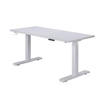 Small Desk Office Desk Home Office Height Adjustable Electric Standing Desk Modern Design 59 x23.6 inches Computer Table for Healthy Working White Study Desk with Storage