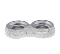 Small Dog Bowls, Rhinestone Pet Bowl, Bling Stainless Steel Feeder, Sturdy Material Non Slip Base Easy Clean Stylish Design Compact Size Double Food Water Feeder for Puppies Cats