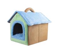 Small Dog House Foldable Warm Plush Puppy Nest Removable Washable Mat | Enclosed Cat Cave Home Living Room Bedroom Balcony Winter Cold Weather