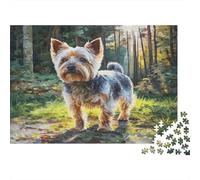 Small Dog in Forest 1000 Piece Jigsaw Puzzle Paper for Adults Sunlight Woods Puzzle Game for Family Focus Home Decoration Gift 52x38cm/1000pcs