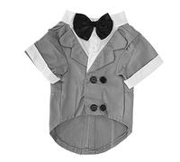 Small Dog Suit with Bow Tie Collar Shirt, Stylish Pet Wedding Outfit, Retro Cotton Dog Clothes for Special Occasions, Lightweight Breathable Fit for Tiny Breeds Like Chihuahua and (XL)