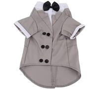 Small Dog Suit with Bow Tie Collar Shirt, Stylish Pet Wedding Outfit, Retro Cotton Dog Clothes for Special Occasions, Lightweight Breathable Fit for Tiny Breeds Like Chihuahua and (L)