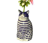 Small Dot Cat Vase, Resin Flower Tool, Cat Bud Vase Design for Home Bookshelf Shelf Decor Table Decoration Tiny Animal Vases Cats Lovers Gear Component Plant Guard Unit Statue Pot 15x8x8cm Small Size