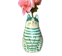 Small Dot Cat Vase, Resin Flower Tool, Cat Bud Vase Design for Home Bookshelf Shelf Decor Table Decoration Tiny Animal Vases Cats Lovers Gear Component Plant Guard Unit Statue Pot 15x8x8cm Small Size
