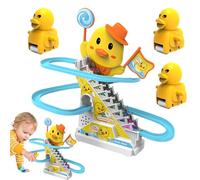 Small Ducks Climbing Toys - Electric Duck Set with Tracks and Slide, LED Light Musical Puzzle | Educational Fun Assembly for Kids Ages 3+, Birthday Gift, Home Play, Motor Skills, Interactive Indoo