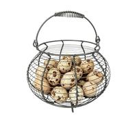 Small Egg Basket with Handle, Vintage Metal Woven Holder | Small Vintage Woven Egg Basket with Handle, Iron Metal Wire Storage Holder Stand for Kitchen Counter Fruit Picnic Easter
