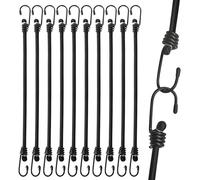 Small Elastic Bungee Straps With Hooks,Pack Of 10 Elastic Rope Sandows,Diameter 8 Mm X 30 Cm Rubber Straps For Camping,Tents,Motorcycle Tarpaulin,Cargo Black