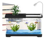 Small Fish Tank Aquarium - Betta Landscape Bowl Kit, Clear Habitat Set | Mini Aquarium Container Starter Package, Système D'alimentation De Bureau Configuration Avec Affichage Élégant Pour Guppy Creum