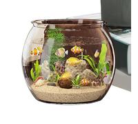 Small Fish Tank, Clear Beta Aquarium, 6.69x5.12in Compact Aquatic Container, Ornamental Fish Display, Home Decoration Accessory for Tabletop Desktop, Transparent Design