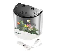 Small Fish Tank, Desktop Clear Aquarium with Water Pump, 7.87x5.51x8.27 inches Adorable Compact Transparent Fish Container for Snails, Small Crabs, Starfish, and Sea Monkeys
