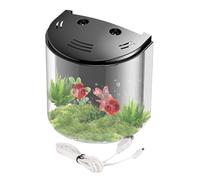 Small Fish Tank, Transparent Desktop Aquarium with Water Pump, Clear Tank Container (for Snails, Crabs, Starfish, Sea Monkeys), Compact Home & Office Decor