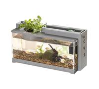Small Fish Tank with USB Pump & Light, 12x6, 5x5 Fish Tater avec Port d'alimentation, Aquarium en Plastique avec décoration de Perles, Aquarium à Faible Bruit pour la Maison pour la Maison