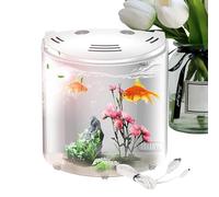 Small Fish Tanks, Desktop Aquarium Clear Container, Adorable Water Aquatic Pets Pump Tanks, Transparent Tank for Snails, Crabs, Starfish, Sea Monkeys, 7.87x5.51x8.27 inches