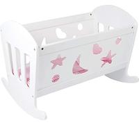 Small Foor 2852 berceau de poupée rêve en bois, avec couverture, oreiller et matelas, à partir de 3 ans, Blanc/Rose