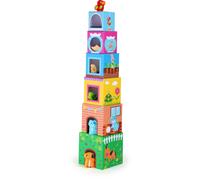 Small Foot 10044 Cube à empiler avec figurines animaux domestiques, multicolore (1 pièce)