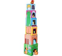 small foot 10044 Cubes à empiler "Animaux domestiques" en carton, jouet de motricité avec 6 animaux domestiques en bois, à partir de 12 mois