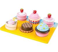 Small foot 10149 Cupcakes et gateaux à découper en bois, avec fermeture velcro combinable individuellement, à partir de 3 ans