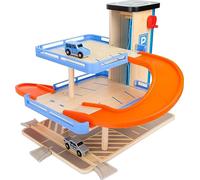 Small Foot 10343 Parking Business Class en bois, compatible avec les voies ferrées commerciales, à partir de 3 ans