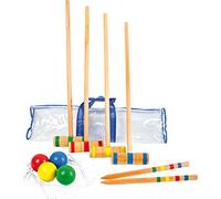 Small Foot 1050 set de croquet en bois, jouet d'extérieur avec accessoires, 19 pièces, à partir de 5 ans