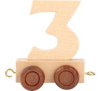 Small Foot 10555 Train De Chiffre en Bois Naturel. Le Wagon De Quatre Roues Numéroté 3" S'accroche À d'autres Chiffres pour Former Ge, Numéro de Téléphone Et Bien d'autres Choses