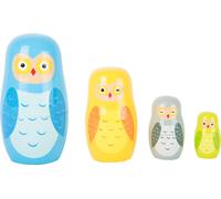 Small Foot 10620 Poupées Russes en Bois représentant 4 Chouettes de Tailles et De Coloris Différents Développant la Coordination Main-Œil. Peuvent Également Servir De Décoration