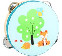 Small Foot Design - Tambourin en bois Petit Renard 10721 - Adapté aux enfants - Bleu/Vert
