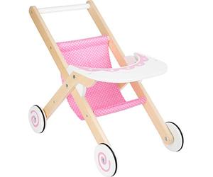 Small Foot 10741 Buggy poupée Rêve de Filles en Bois avec Roues recouvertes de Caoutchouc, avec Tablette, Accessoires de poupées