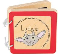 small foot 10862 Livre pour bébé "Ludwig" (contrastes) en bois, enseigne aux tout-petits les contrastes, résistant à la salive et sûr, à partir de 12 mois