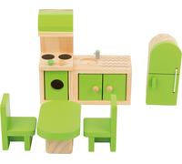 Small Foot 10873 Wooden Furniture Dollhouse, incl. Fridge, Kitchen Unit, Table a