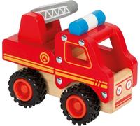 small foot 11075 Camion de pompiers en bois, facile d'accès, avec roues caoutchoutées, à partir de 18 mois, Rouge