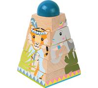 Small Foot Design Pyramide à empiler Jungle bois – 4 motifs animaux 5 éléments tournants dès 12 mois