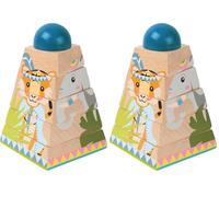 Small Foot 11090 Pyramide à empiler Jungle en Bois, avec 4 Motifs Animaux et 5 éléments tournants, à partir de 12 Mois (Lot de 2)