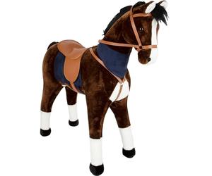 Small Foot 11179 Cheval Debout XL avec Son, Marron, avec Selle et Foulard Amovible, Effets sonores, à partir de 5 Ans