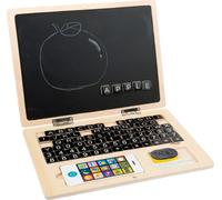 Small Foot 11193 Ordinateur portable en bois avec tableau magnétique, 83 pièces (1 set)
