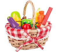 Small Foot 11281 Panier à provisions avec aliments à découper, 15 pièces (1 set)