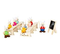 Small Foot 11315 Kit de Jeu Ecole des lièvres en Bois certifié 100% FSC®, décoration de Pâques et Jeu de rôle, à partir de 2 Ans