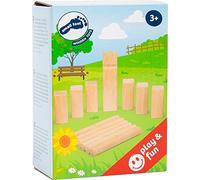Small Foot 11356 Jeu Viking Mini-Kubb, Jeu D'équipe en Format Extra Compact, 17 Pièces avec Sac de Rangement