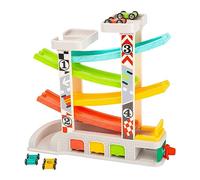 Small Foot 11361 Circuit de Course avec Parking et Garages, Jeu de 4 Étages, Quatre Voitures et Une Station Service, À partir de 3 Ans