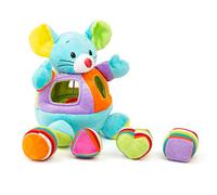 Small Foot Design - Jouet de motricité Souris à formes 11419, peluche, hochet & son, 23 cm