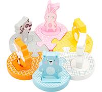 Small Foot 11474 Amusants Animaux de Saut en Bois, 4 Animaux Mignons à Pousser vers Le Bas Sautent Joyeusement dans L'air