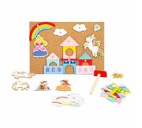 Small Foot 11571 Jeu de Clous Licorne en Bois et liège, avec Motifs sur la Licorne et la Princesse, à partir de 6 Ans