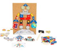 small foot 11572 Jeu de Clous Robot en Bois et liège, avec Motifs sur Les Robots et l'espace, à partir de 6 Ans