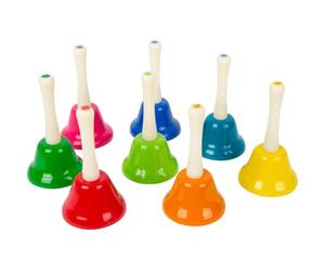 Small Foot 11693 Set de Cloches à Main, 8 pièces, Jouets pour l'éducation Musicale dés Le Plus Jeune âge, Instrument de Musique en Bois, à partir de 3 Ans