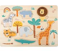 Small Foot 11701 Puzzle à Poser Safari, en Bois à partir de 2 Ans dans des Couleurs Tendance