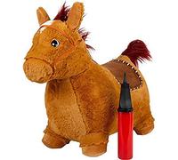 small foot 11709 Cheval rebondissant en Peluche de Caoutchouc Robuste et Peluche Souple, Animal d'obstacle avec Selle et crinière, à partir de 24 Mois, Marron