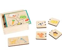 Small Foot 11731 Jeu éducatif Puzzle en Bois Nourrir Les Animaux, Jouets de motricité et éducatifs en Bois, 3 en 1, à partir de 3 Ans